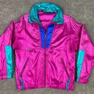 Vintage Columbia Intertrainer Windbreaker Jacket Women's Medium Color Block Pink